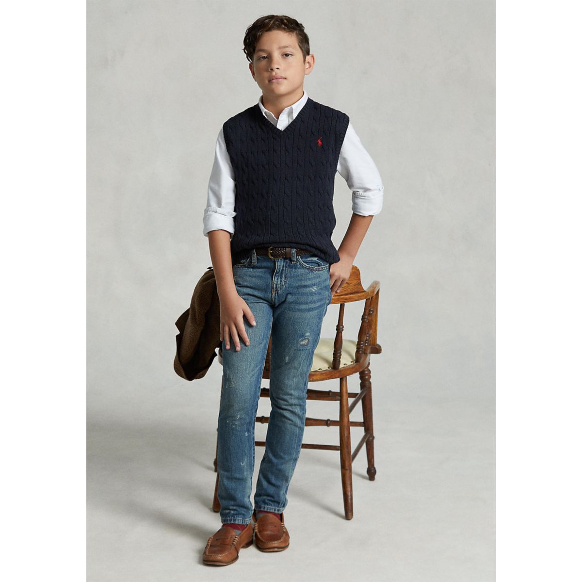 Boys 8-20 Cable Knit Cotton Sweater Vest - 3