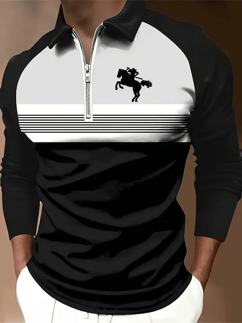 Camisa ejecutivo casual a rayas con cierre para hombre