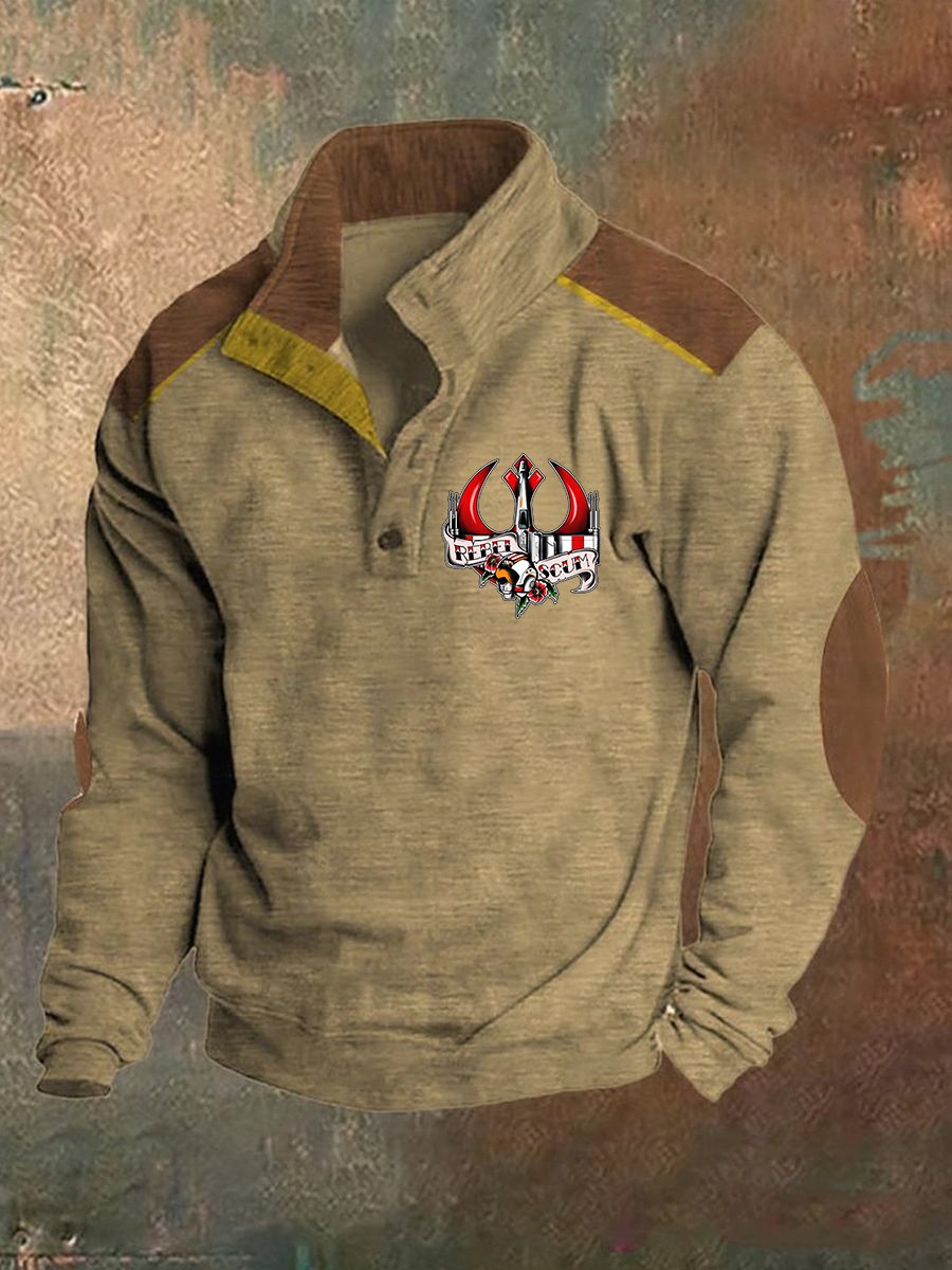 Sudadera vintage Polo Neck Logo Button para hombre