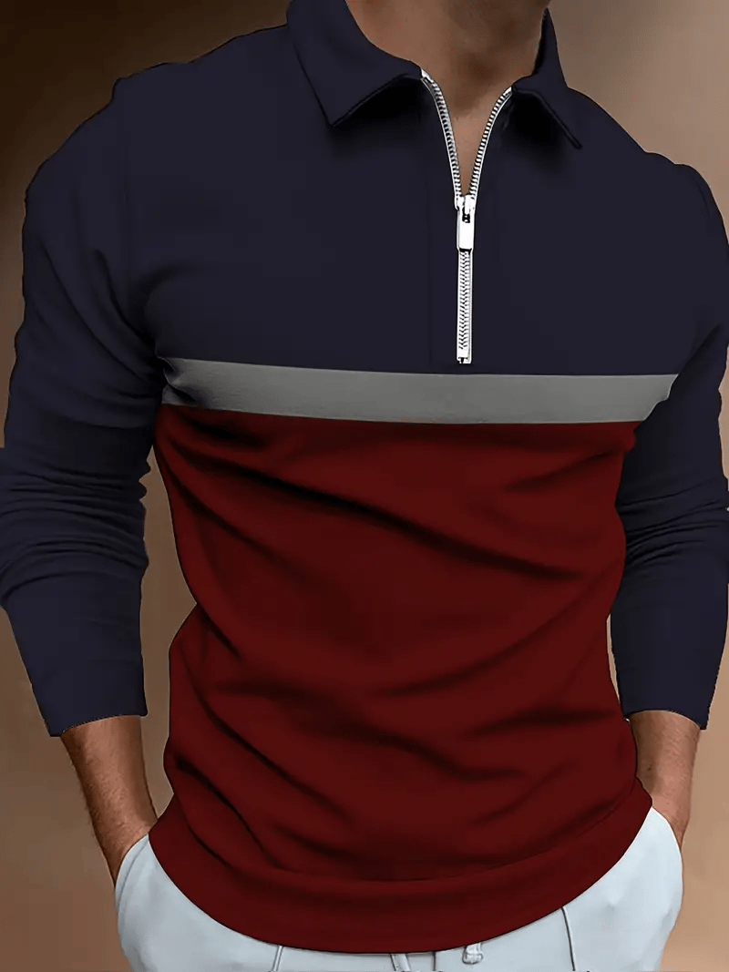 Camisa polo Trendy ejecutivo a rayas cierre para hombre