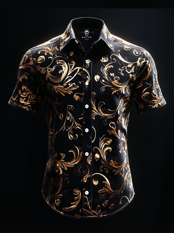 Camisa casual vintage Brogue para hombre