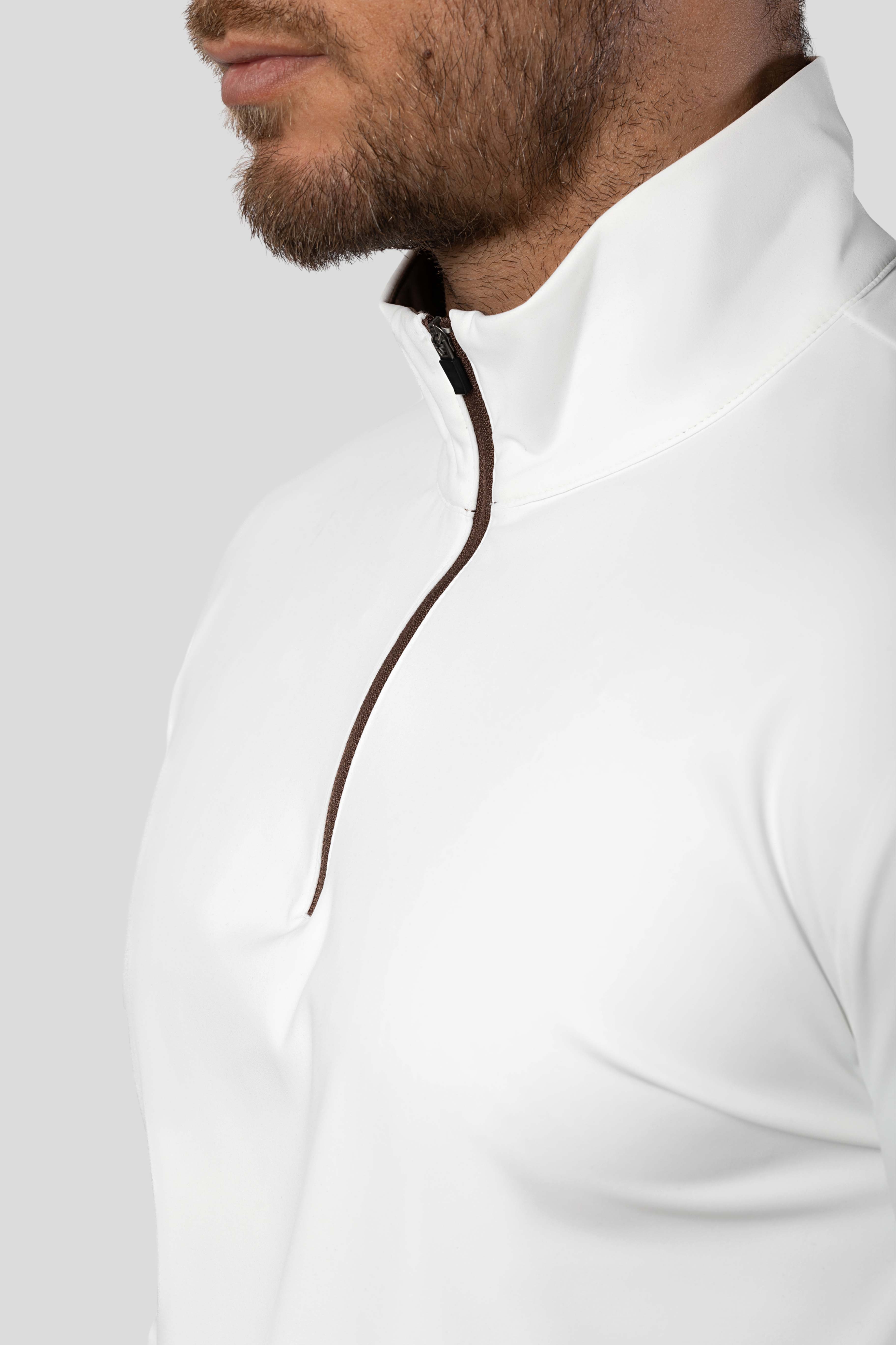 SmoothBlend de corte entallado Half Zip Mock Neck Tee: Zip Contrast Color