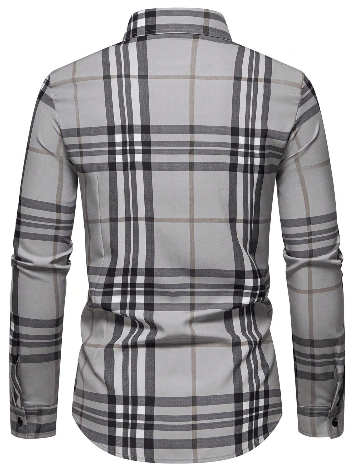 Camisa rayas estampado ejecutivo de manga larga para hombre