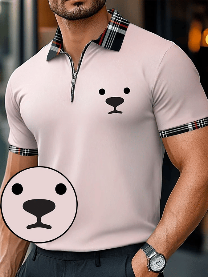 Camisa polo retro Expression Design estampado casual Comfortable And transpirable para hombre