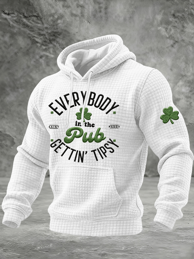 Sudadera St. Patrick's Day estampado Checkered con gorrasucha para hombre