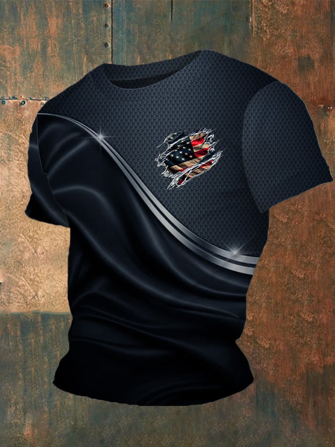 Camiseta Independence Day Flag estampado cuello redondo para hombre