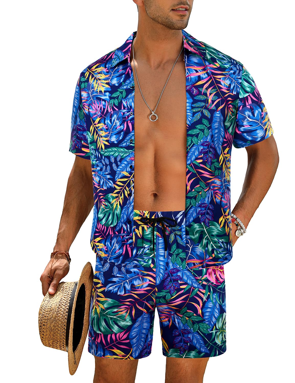Camisa casual Apricot Vacation Style & shorts Set para hombre