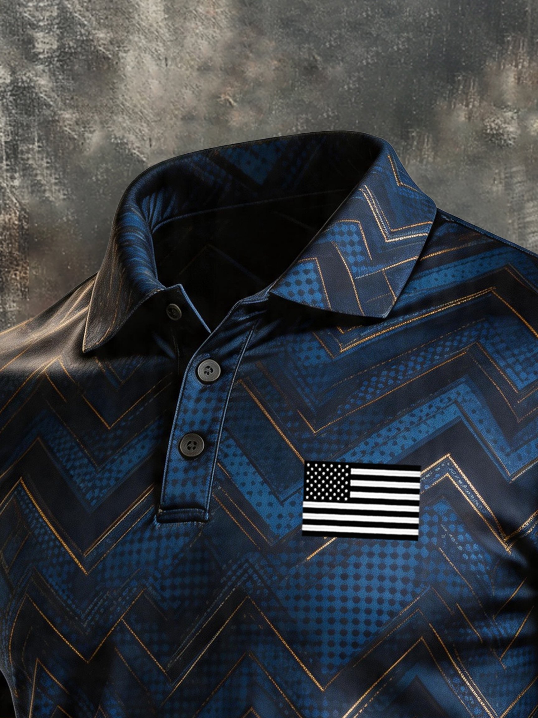 Camisa polo retro Patriotic Color-Block de manga corta para hombre