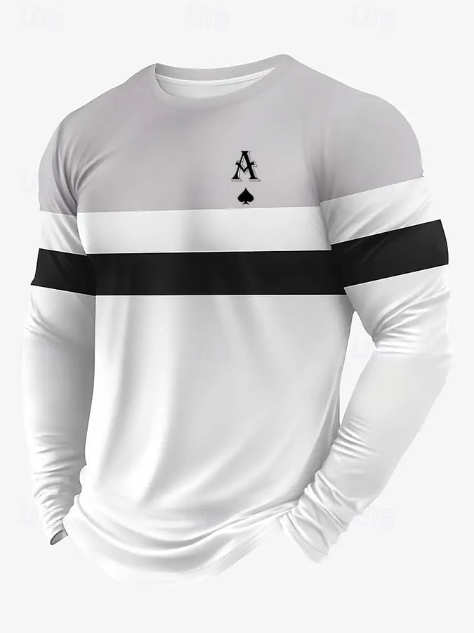 Camiseta ejecutivo casual estampado de manga larga para hombre