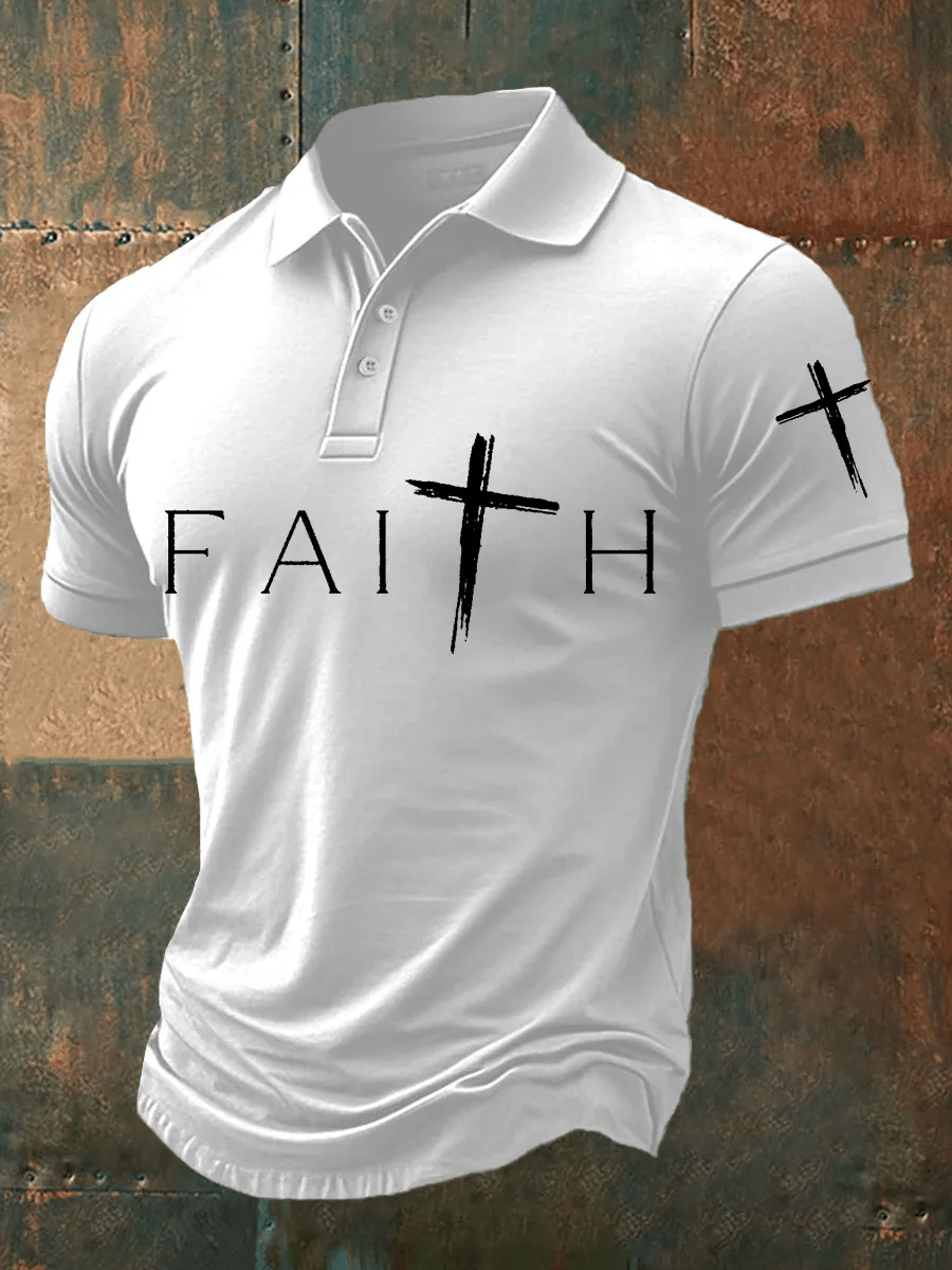 Camisa polo Faith Cross estampado para hombre