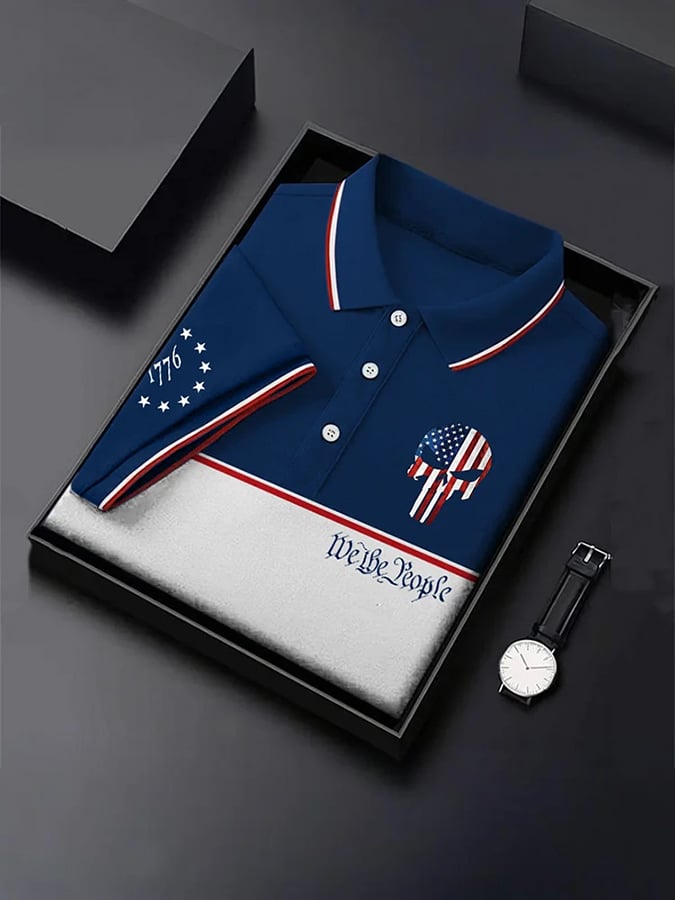 Camisa polo We The People Skull Flag estampado para hombre