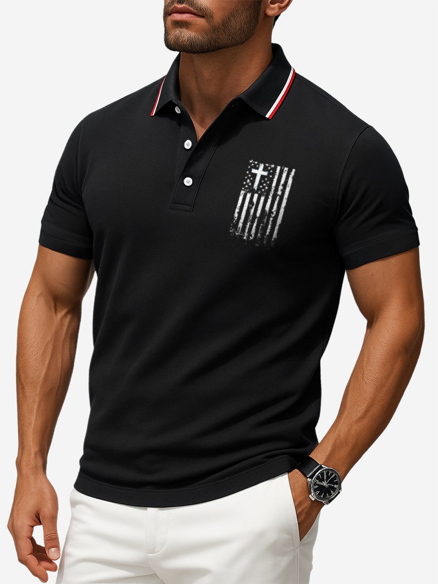 Camisa polo ejecutivo casual Button de manga corta para hombre