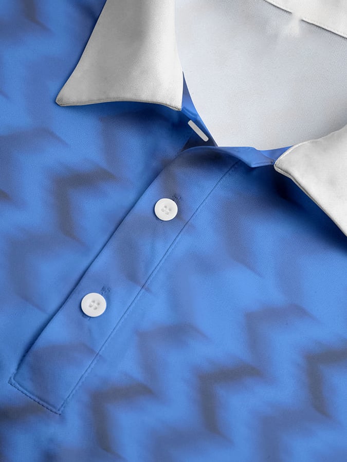 Camisa polo de modaable geométrico de manga corta para hombre