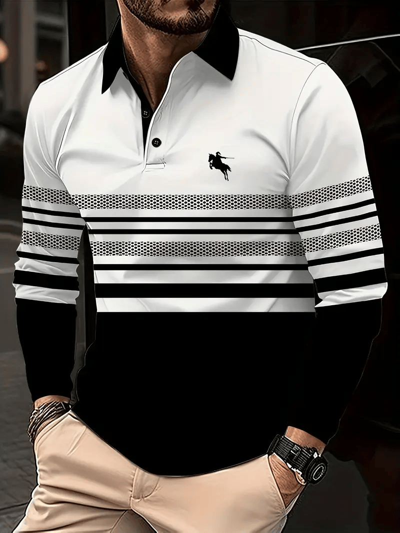 Camisa polo ejecutivo Light de lujo a rayas estampado solapa para hombre