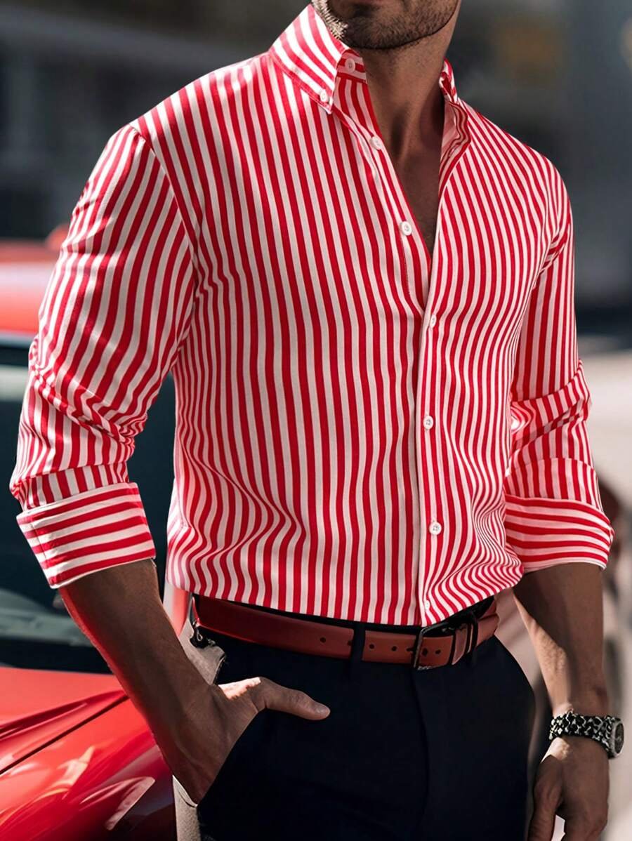 para hombre Street Style ejecutivo casual estampado de manga larga camisa