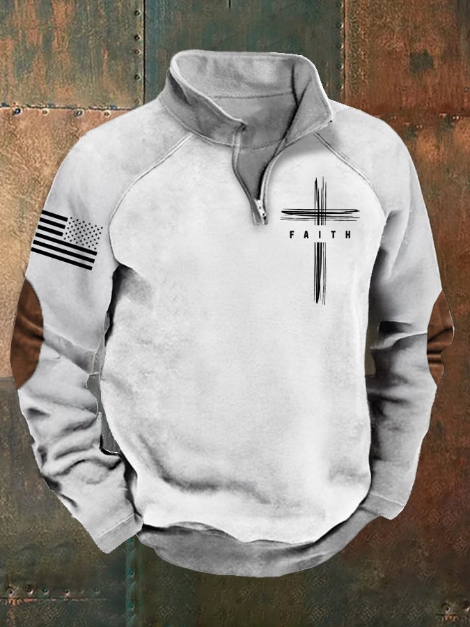 Sudadera Flag Faith Raglan Stand cuello para hombre