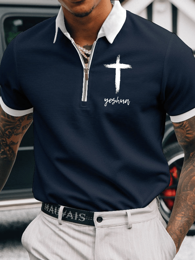 Camisa polo Faith estampado casual con cierre para hombre
