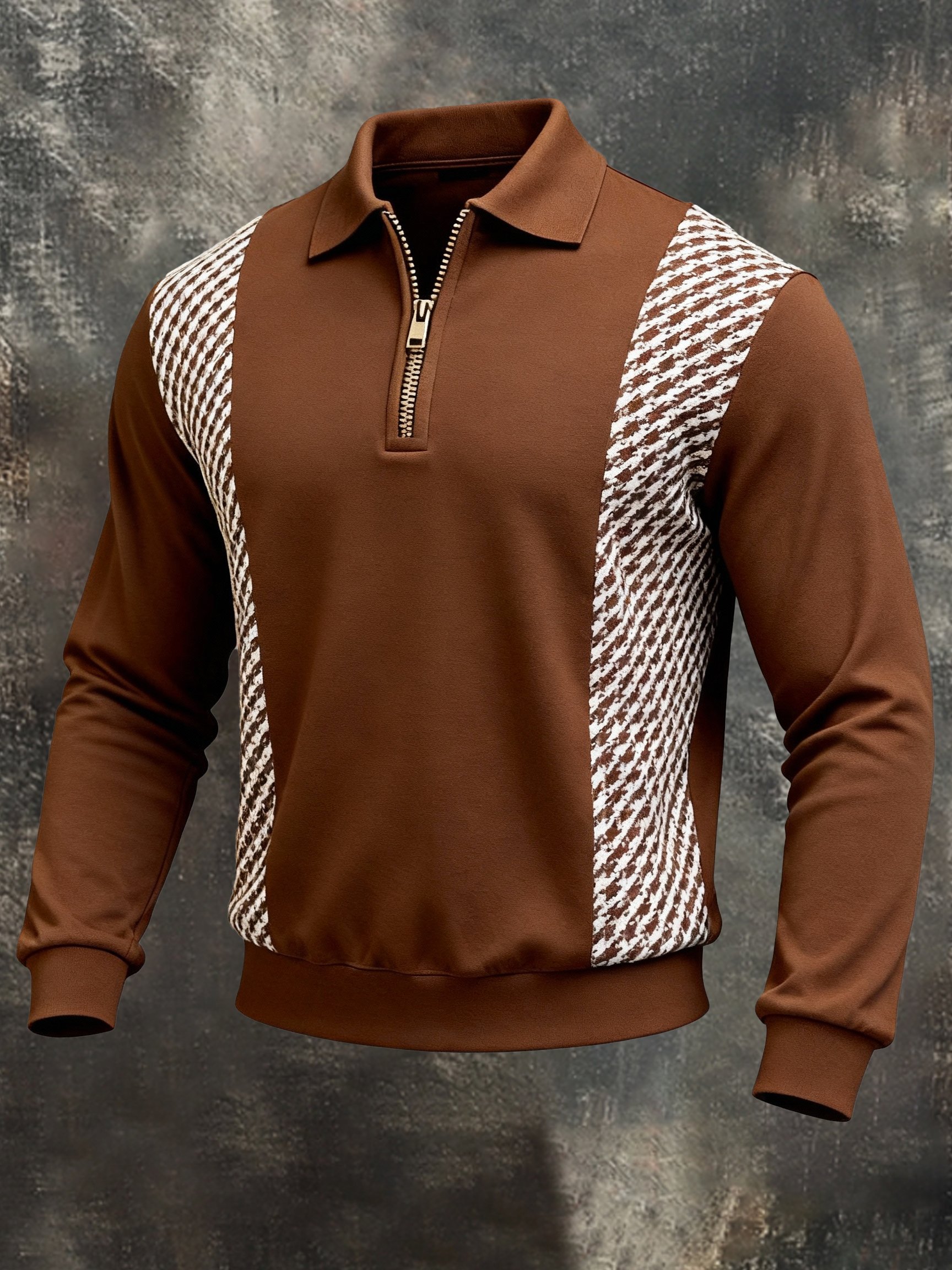 Sudadera vintage Patchpara trabajo a rayas Polo cuello para hombre