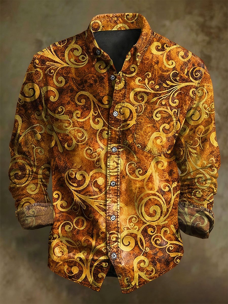 Camisa vintage Art de manga larga para hombre