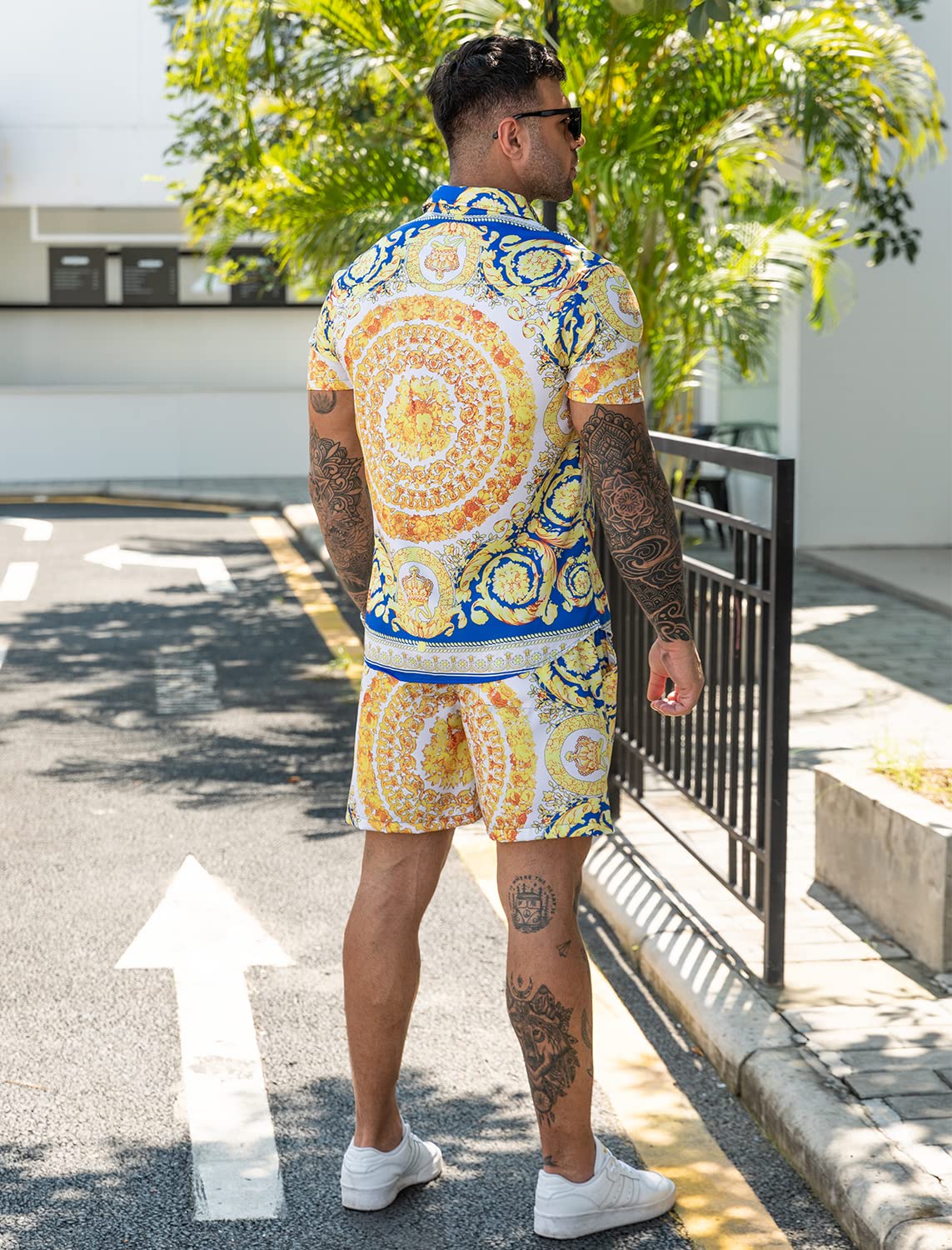 Camisa casual Apricot Vacation Style & shorts Set para hombre