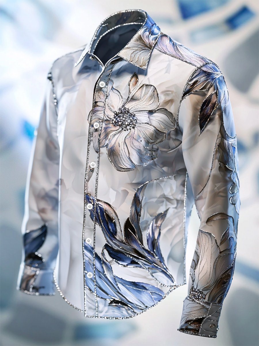 Camisa satén Luxe de manga larga con botones para hombre