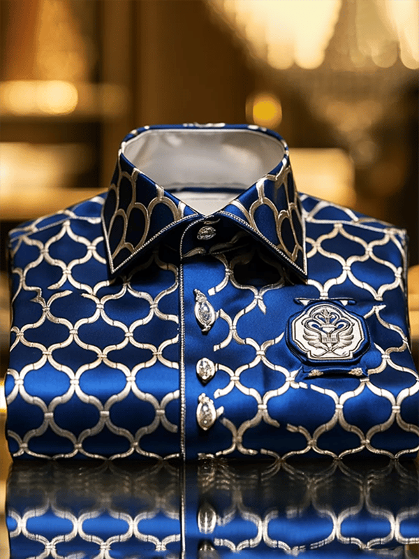 Camisa satén Luxe de manga corta con botones para hombre