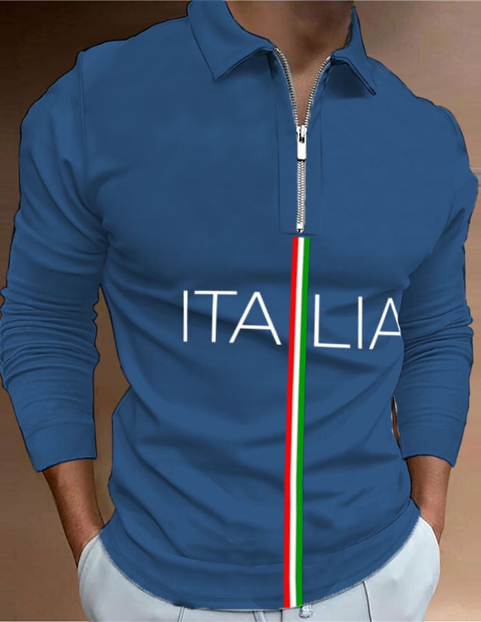 Camisa polo "Italy" estampado con cierre para hombre