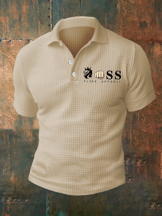 Camisa polo casual Waffle de manga corta para hombre