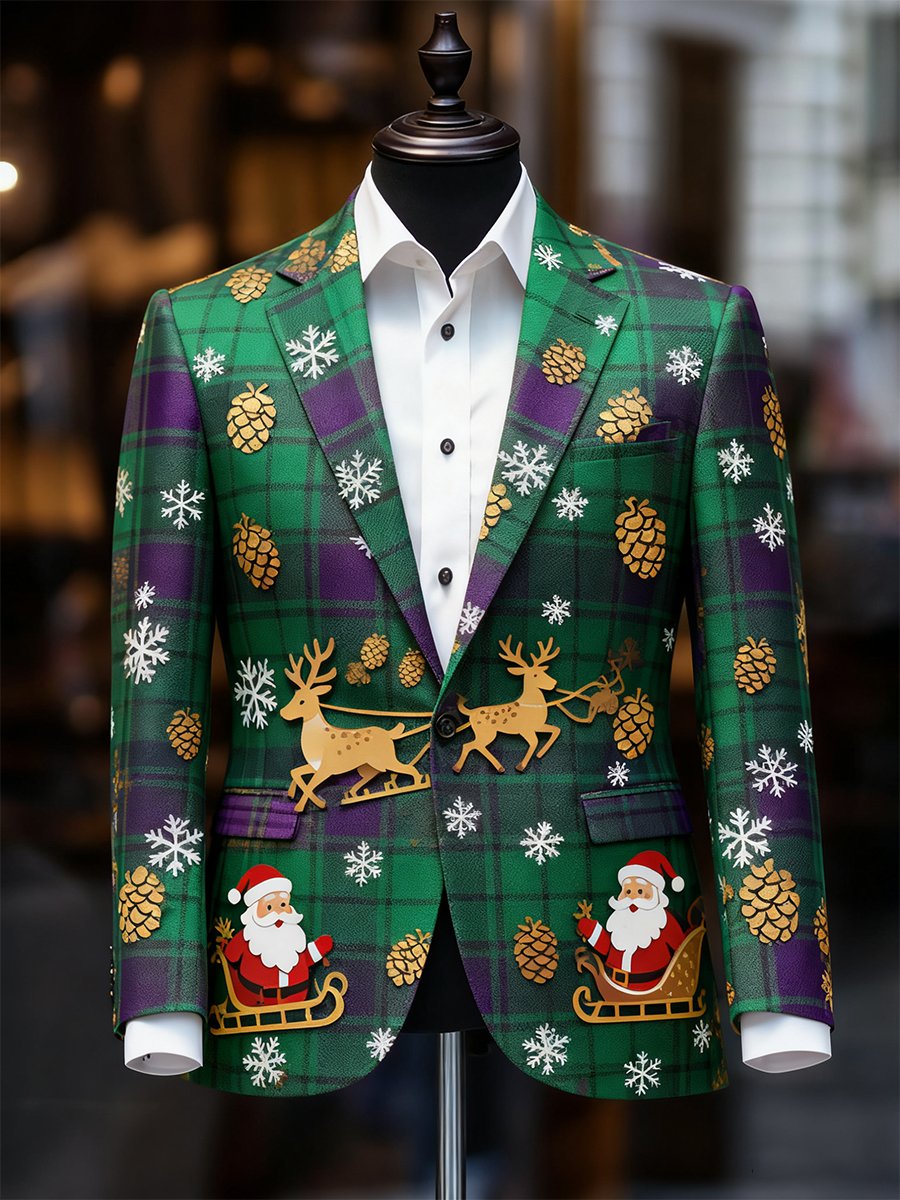 Ejecutivo casual a cuadros Christmas Suit Outerwear para hombre