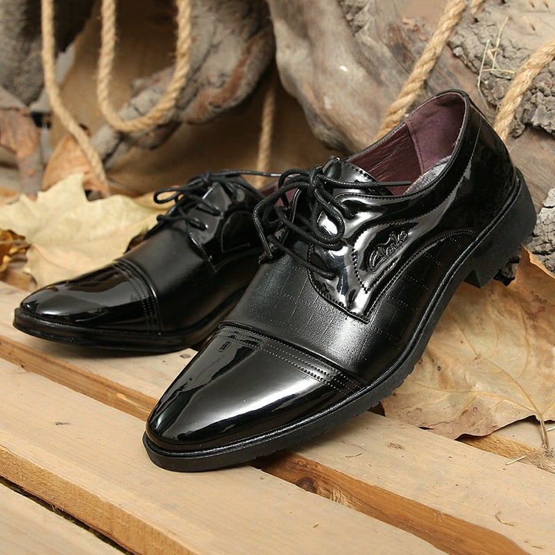 Zapatos ejecutivo casual Pointed ToePatchpara trabajo Lace Up Oxfords Faux cuero Patant para hombre