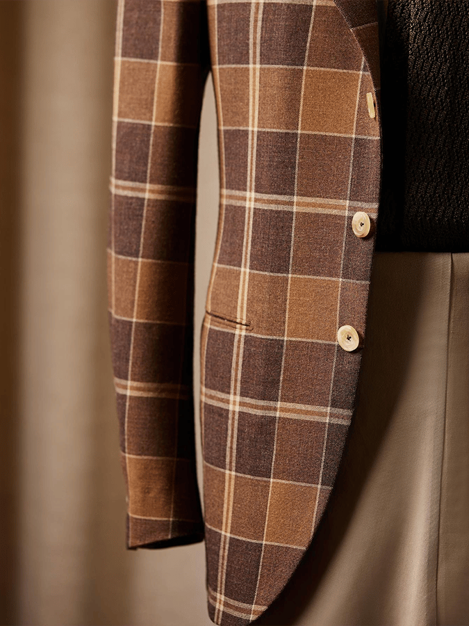 De modaable a cuadros Design Single-Breasted bolsillo Design casual Suit para hombre