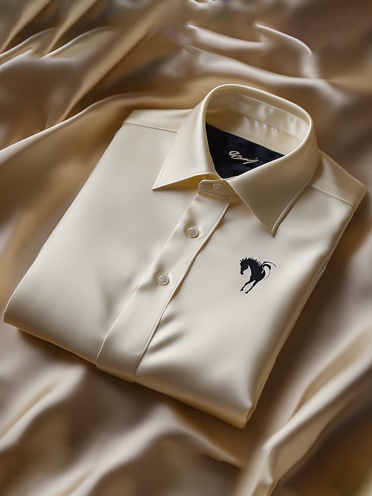 Camisa satén Luxe de manga larga con botones para hombre