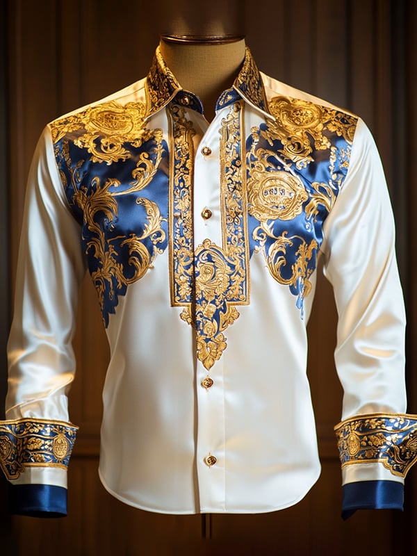 Camisa satén Luxe de manga larga con botones para hombre