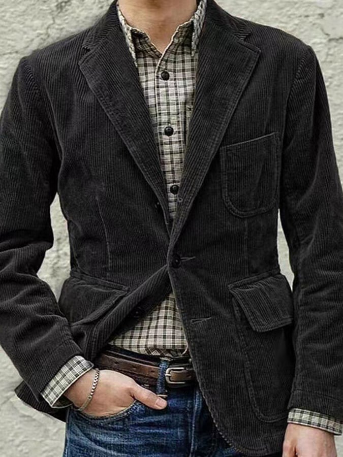 Chaqueta vintage Single Breasted bolsillo Gentleman's ejecutivo Suit para hombre