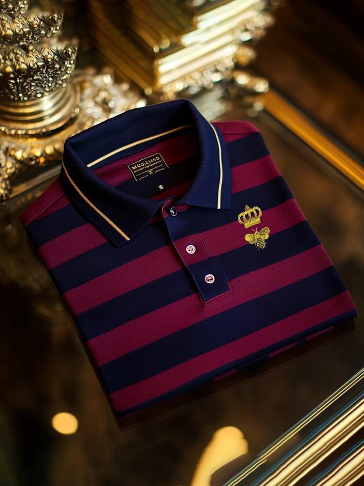 Camisa polo clásico ejecutivo Check Logo Button de manga corta para hombre