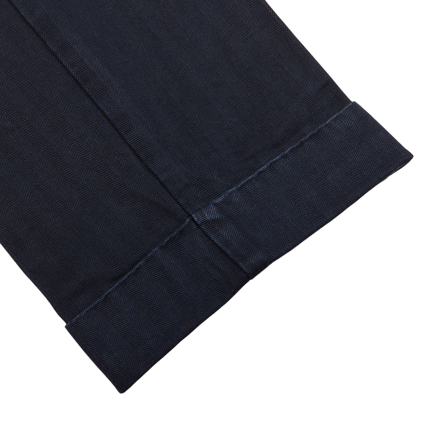 Navy Herringbone Washed de algodón Trousers