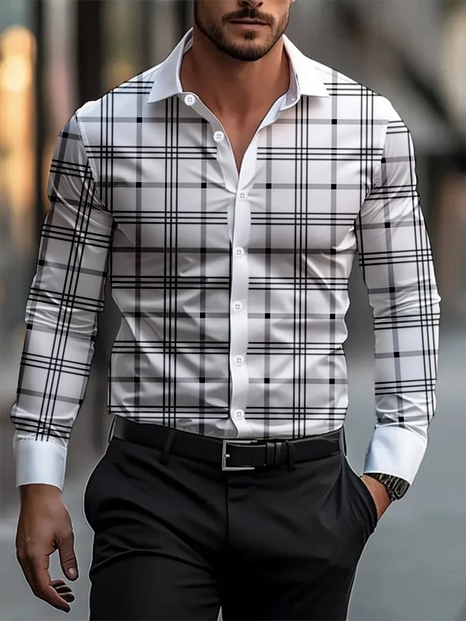 Camisa a cuadros ejecutivo casual para hombre