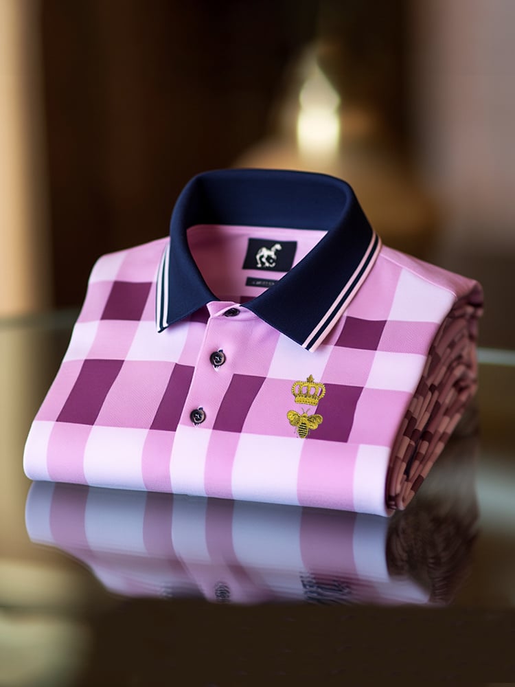 Camisa polo clásico ejecutivo Check Button de manga corta para hombre