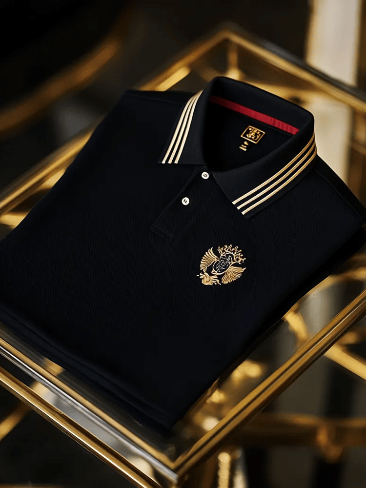 Camisa polo vintage ejecutivo de manga larga para hombre