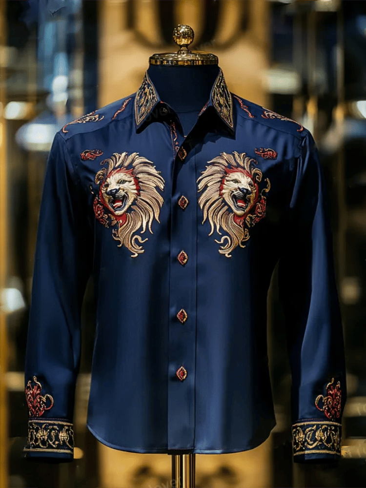 Camisa satén Luxe de manga larga con botones para hombre