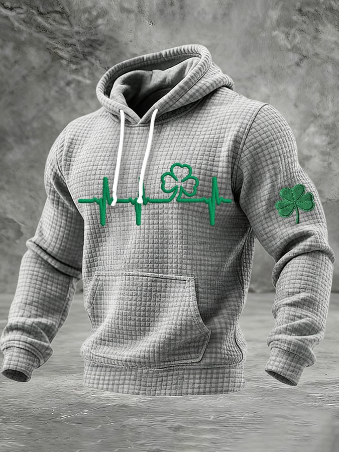 Sudadera St. Patrick's Day estampado Checkered con gorrasucha para hombre