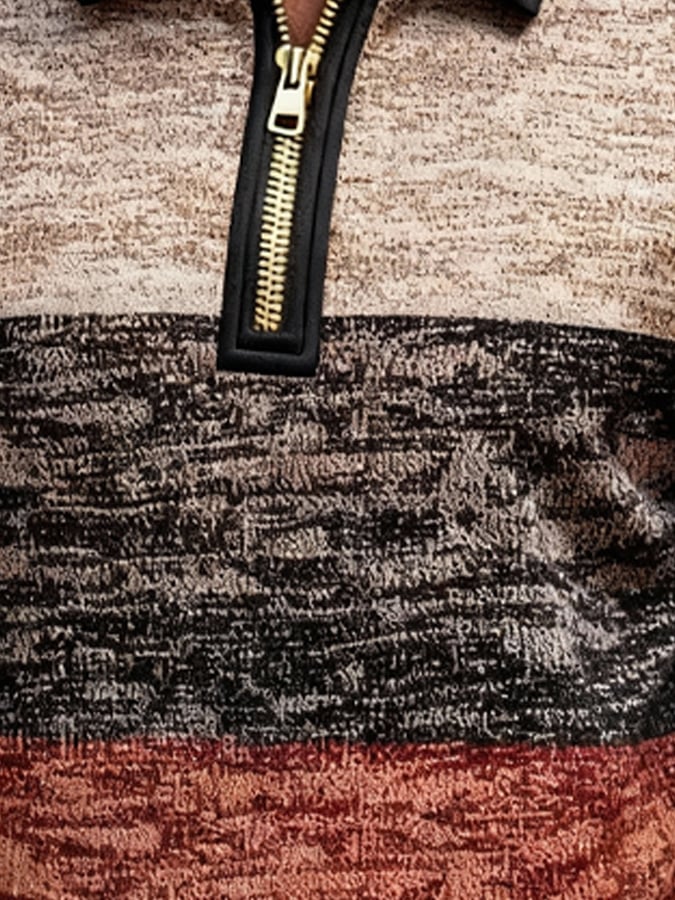 Sudadera retro en bloques de color estampado cierre para hombre