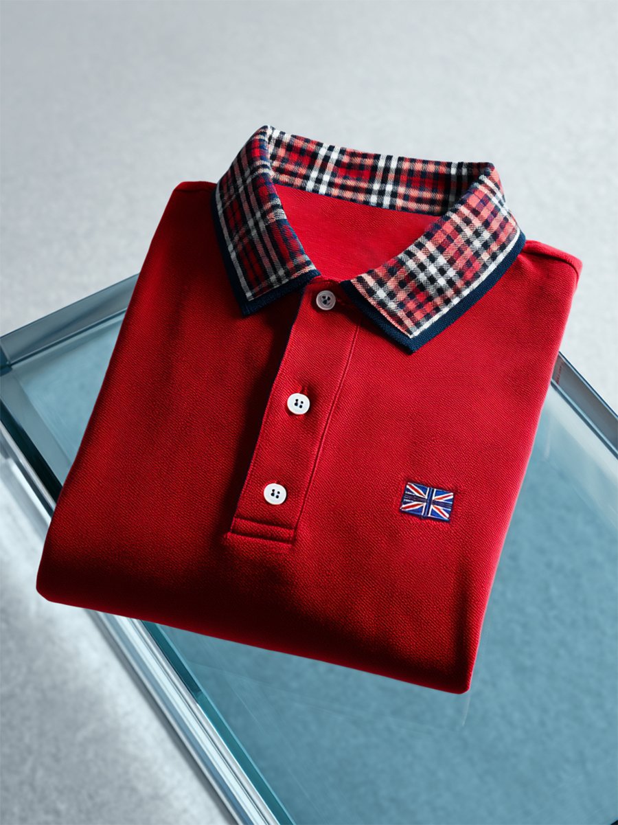 Camisa polo ejecutivo casual Union Jack Button de manga corta para hombre