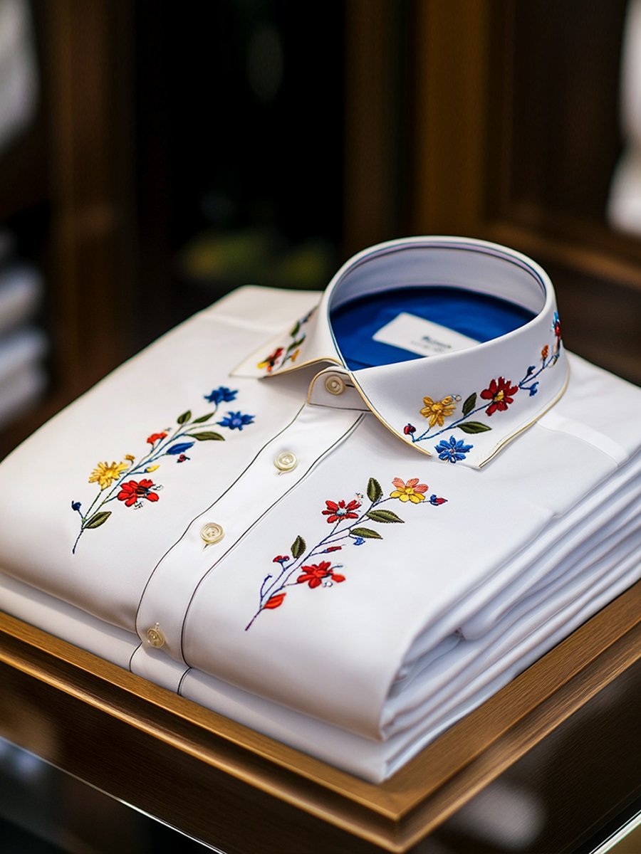 Camisa Simple Artistic floral de manga larga para hombre
