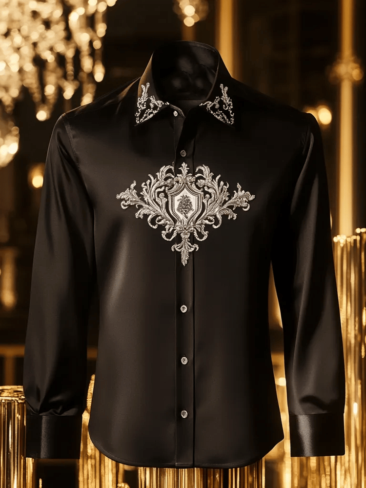 Camisa seda de lujo ejecutivo de manga larga para hombre
