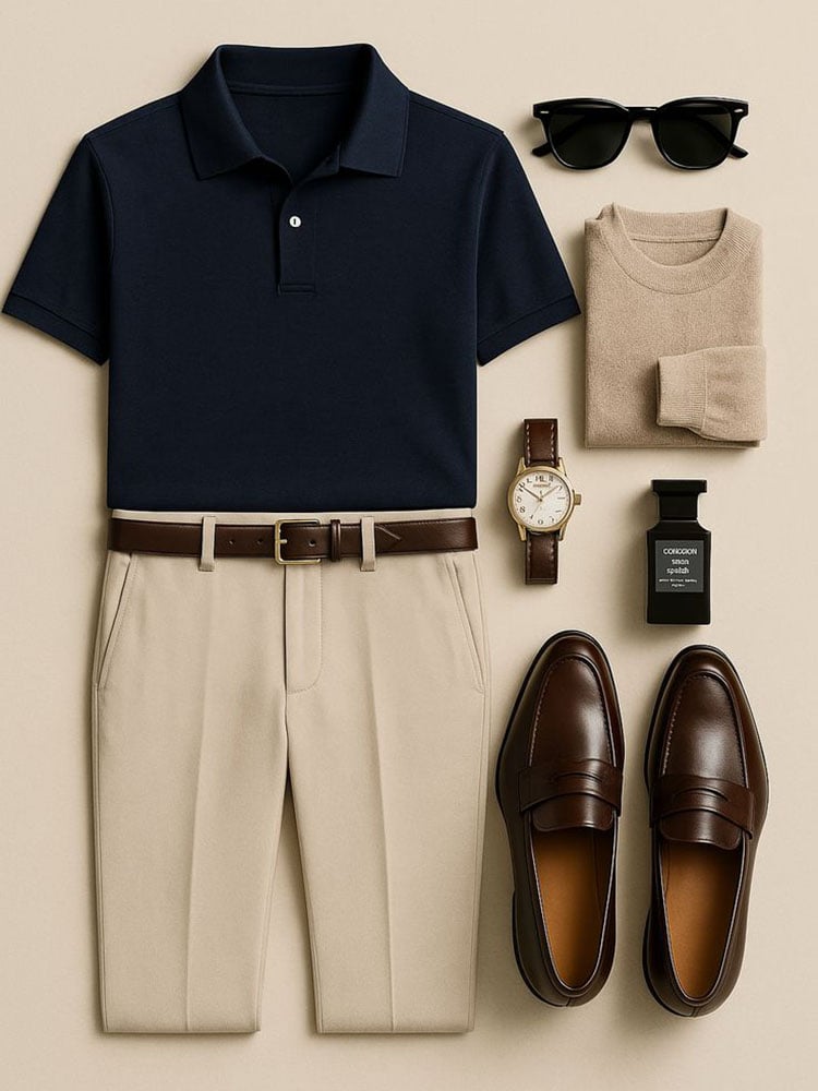 Camisa polo ejecutivo casual Button de manga corta para hombre