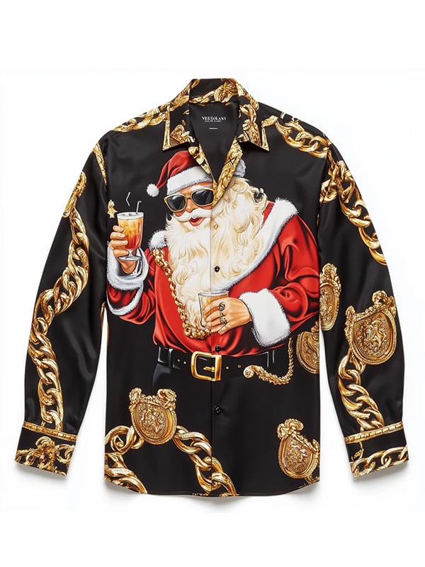 Camisa seda Christmas de lujo ejecutivo de manga larga para hombre