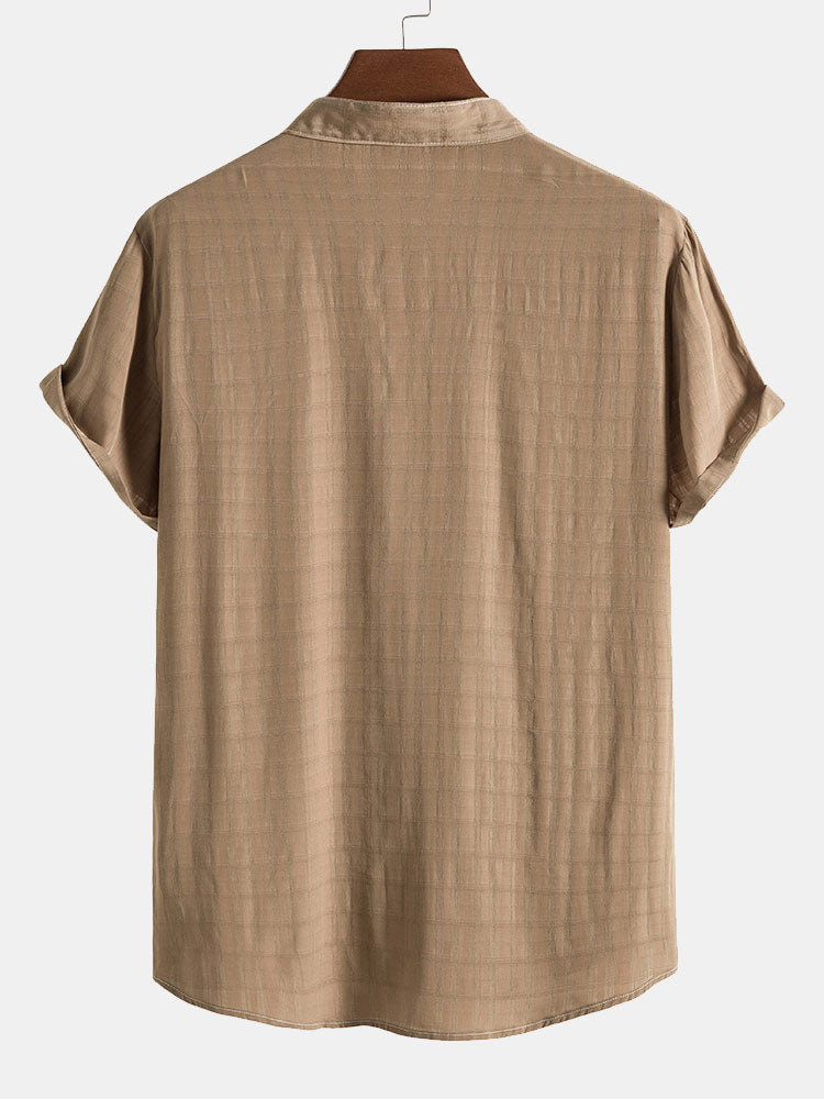 Camisa Textured Fabric Stand Collar