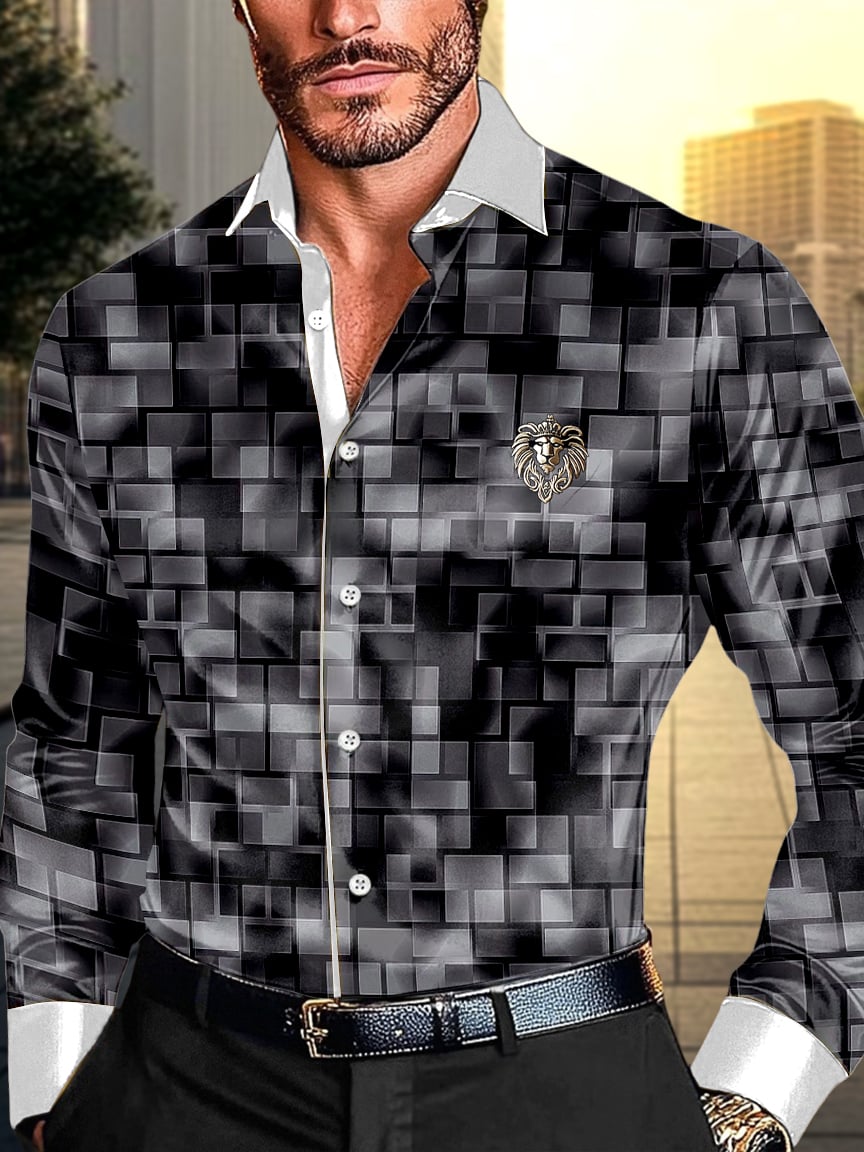 Camisa satén Luxe de manga larga con botones para hombre