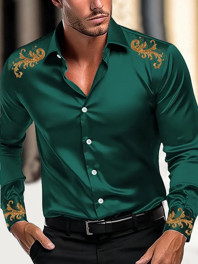 Camisa de moda ejecutivo de lujo Design estampado de manga larga para hombre